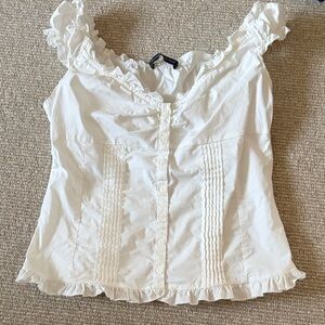 Brandy Melville White Ruffle Blouse